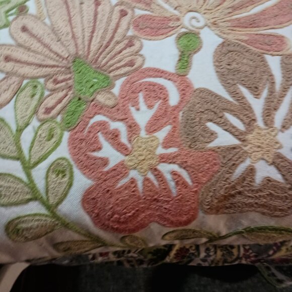19" square embroidered throw pillow - Picture 2 of 3